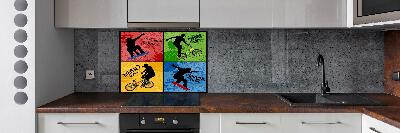 Kitchen wall panels Bicycle and skateboard