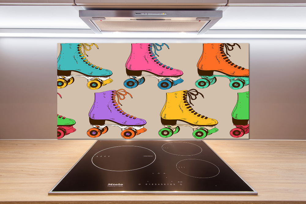 Kitchen splashback Colored roller skates