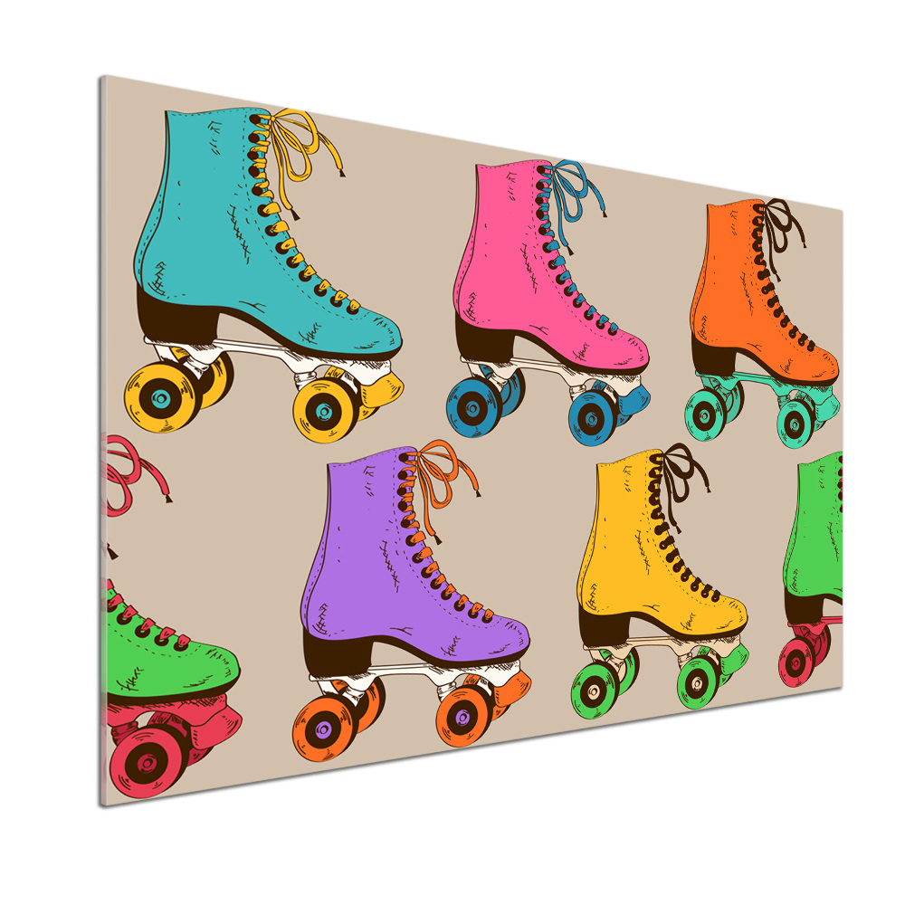 Kitchen splashback Colored roller skates