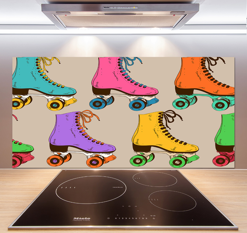 Kitchen splashback Colored roller skates