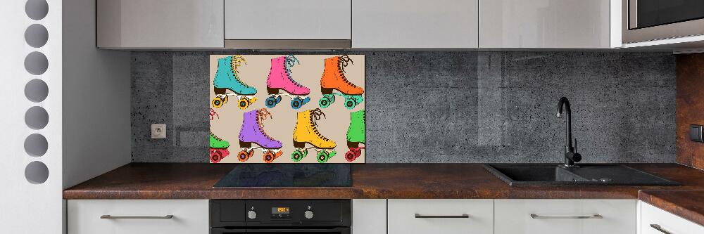 Kitchen splashback Colored roller skates