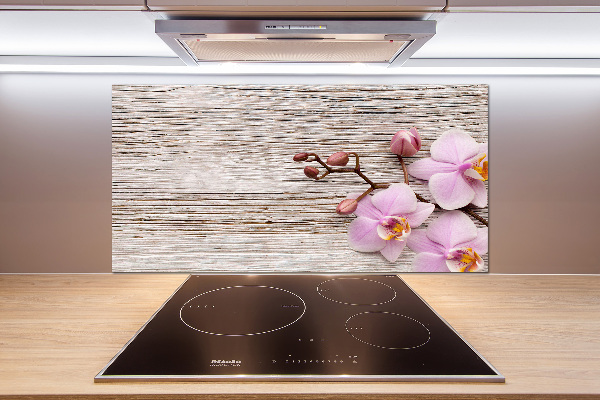 Kitchen splashback Orchid on wood