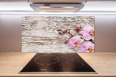 Kitchen splashback Orchid on wood