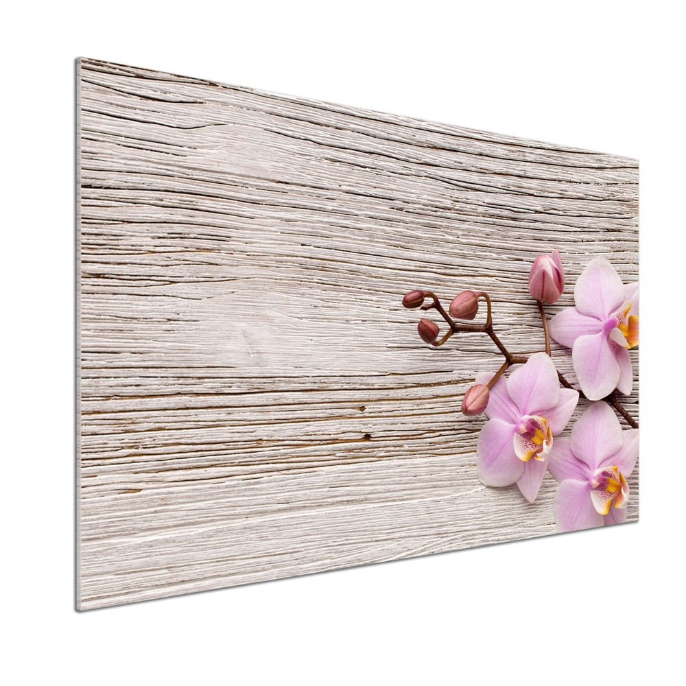 Kitchen splashback Orchid on wood