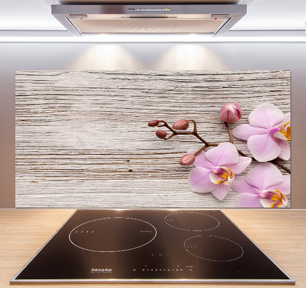 Kitchen splashback Orchid on wood