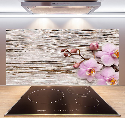 Kitchen splashback Orchid on wood