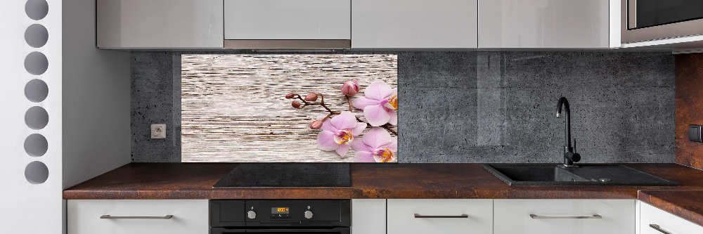 Kitchen splashback Orchid on wood