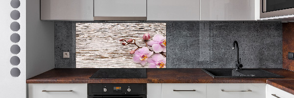 Kitchen splashback Orchid on wood