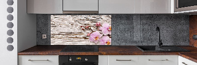 Kitchen splashback Orchid on wood