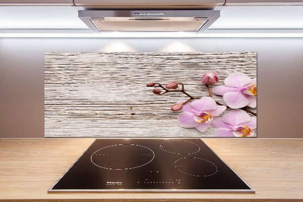 Kitchen splashback Orchid on wood