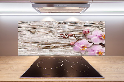 Kitchen splashback Orchid on wood