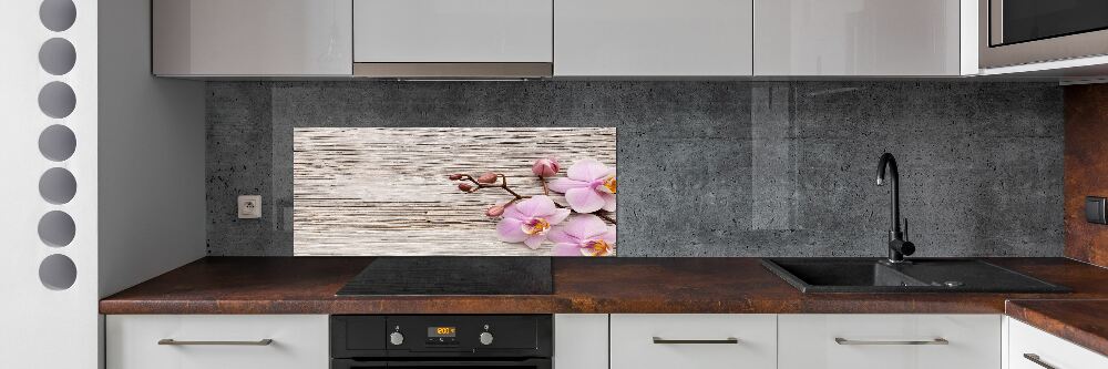 Kitchen splashback Orchid on wood