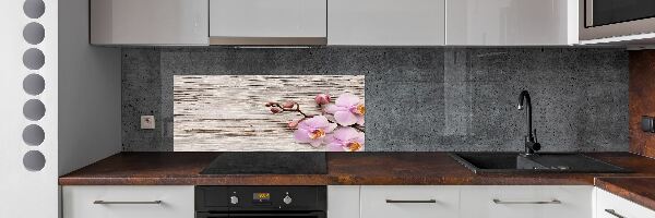 Kitchen splashback Orchid on wood