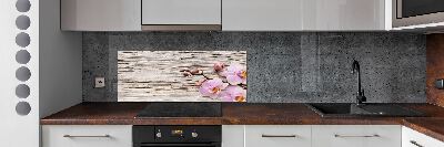 Kitchen splashback Orchid on wood