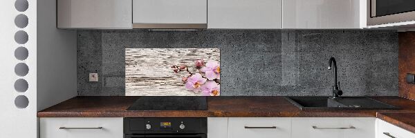 Kitchen splashback Orchid on wood