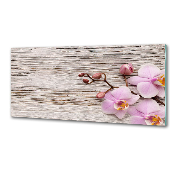 Kitchen splashback Orchid on wood