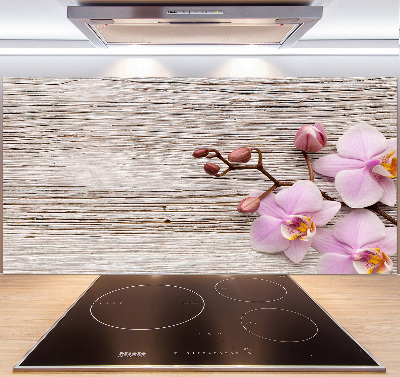 Kitchen splashback Orchid on wood