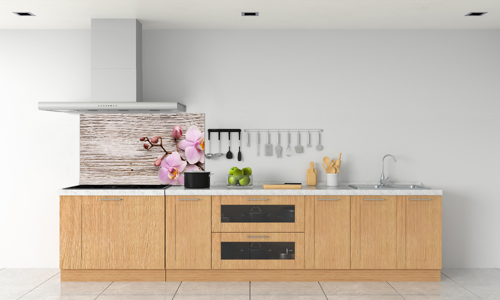 Kitchen splashback Orchid on wood