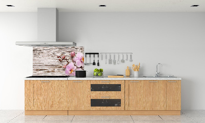 Kitchen splashback Orchid on wood