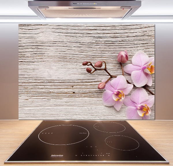 Kitchen splashback Orchid on wood