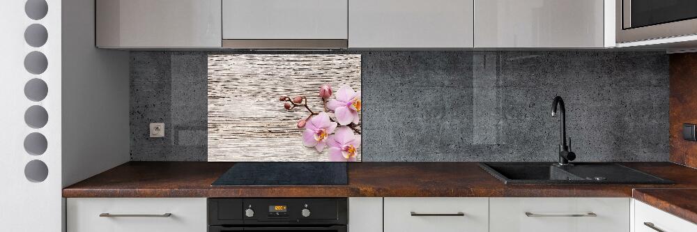 Kitchen splashback Orchid on wood