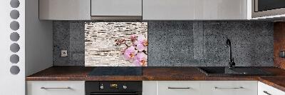 Kitchen splashback Orchid on wood