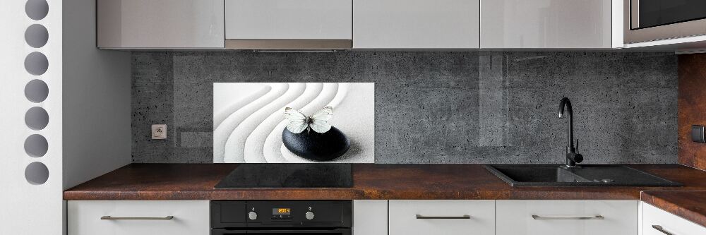 Kitchen splashback Zen stone and butterfly