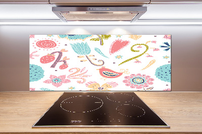 Cooker splashback Flowers and birds