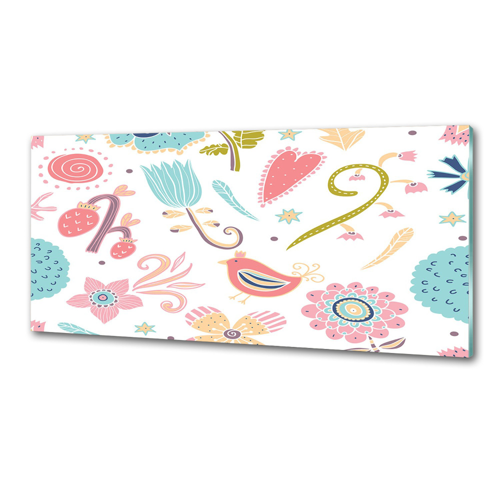 Cooker splashback Flowers and birds