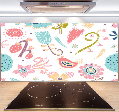 Cooker splashback Flowers and birds