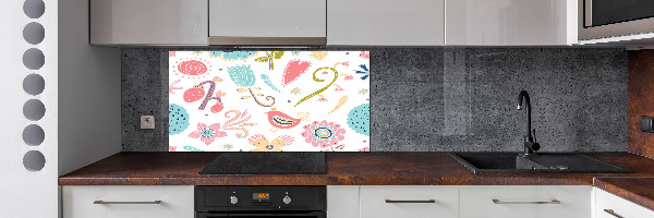 Cooker splashback Flowers and birds