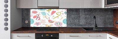 Cooker splashback Flowers and birds