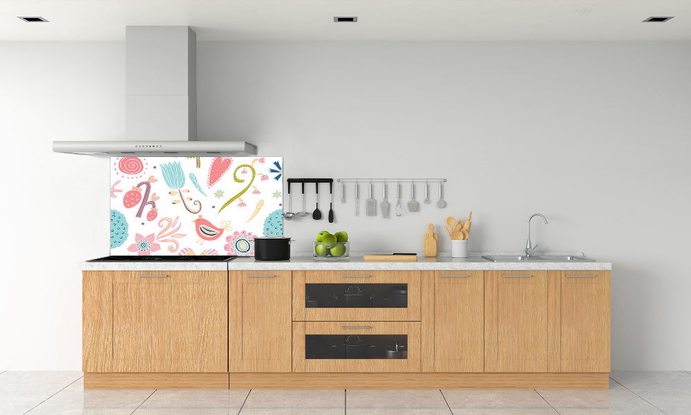 Cooker splashback Flowers and birds