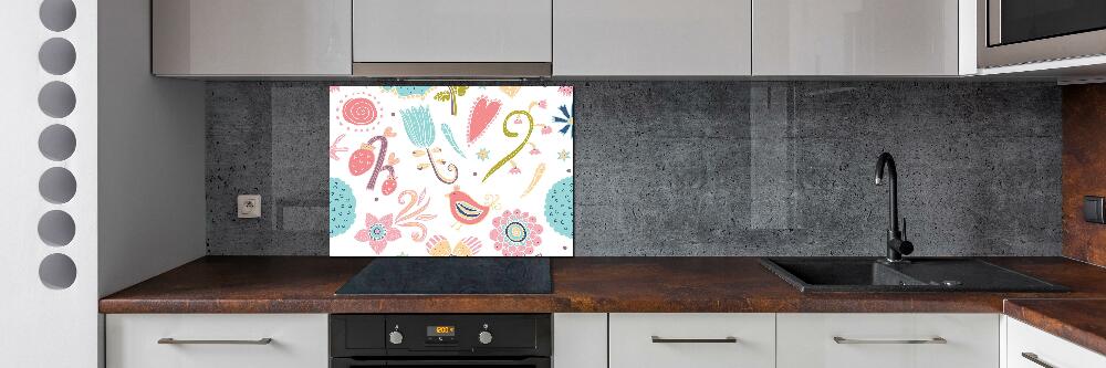 Cooker splashback Flowers and birds