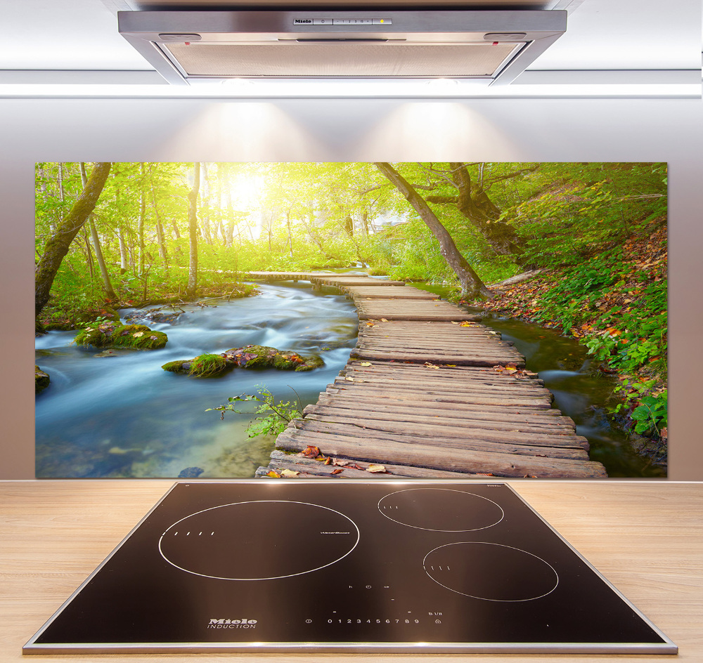 Glass splashback Path in the forest