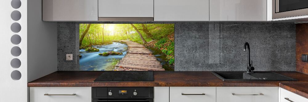 Glass splashback Path in the forest