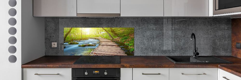 Glass splashback Path in the forest