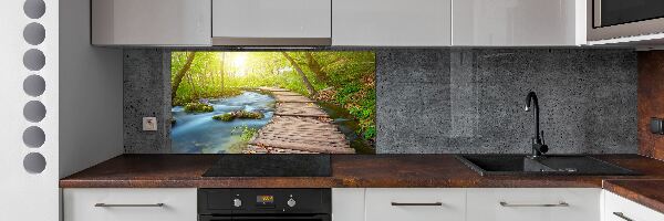 Glass splashback Path in the forest