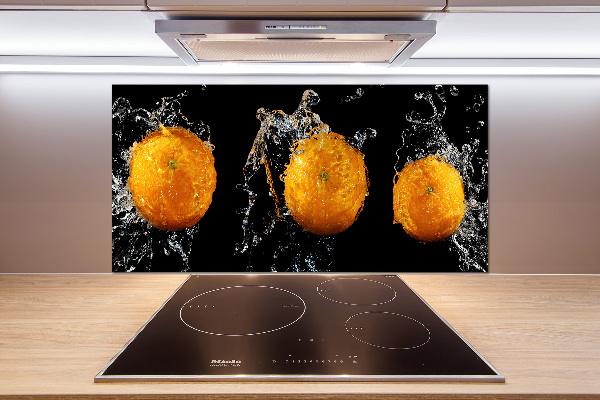 Glass splashback Oranges and water