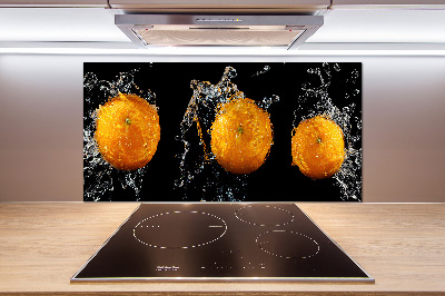 Glass splashback Oranges and water