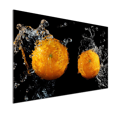 Glass splashback Oranges and water