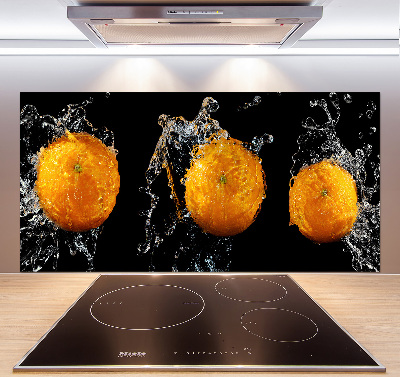 Glass splashback Oranges and water