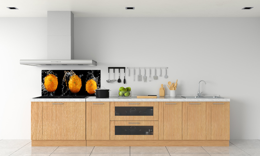 Glass splashback Oranges and water