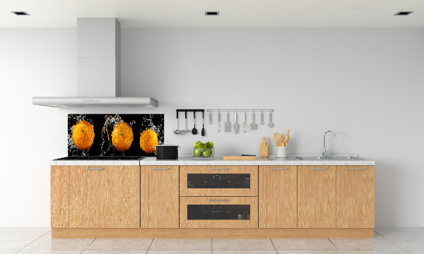 Glass splashback Oranges and water