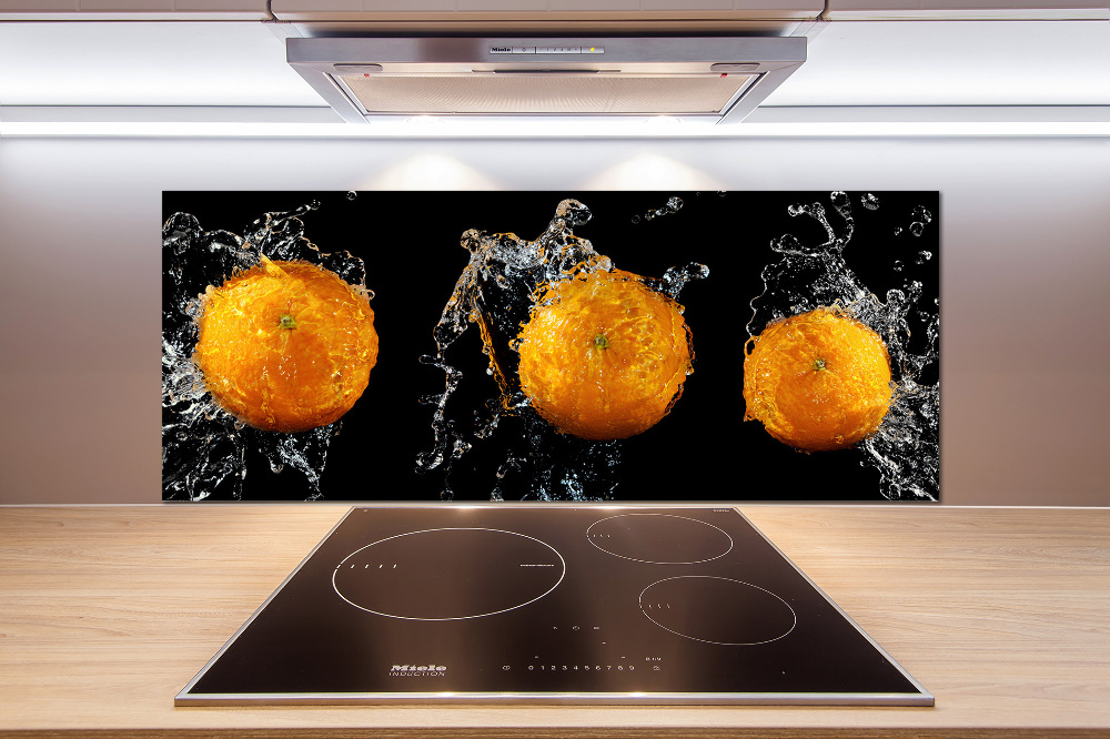 Glass splashback Oranges and water