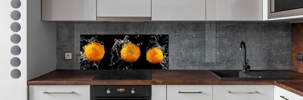 Glass splashback Oranges and water