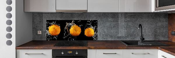 Glass splashback Oranges and water