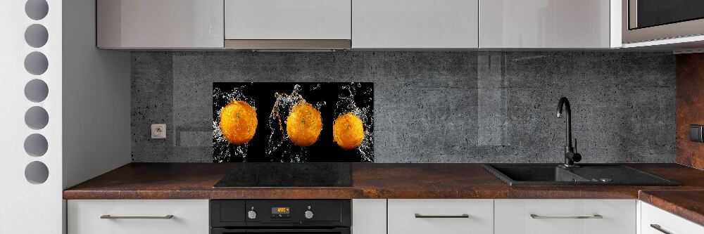 Glass splashback Oranges and water