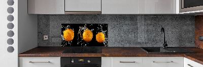 Glass splashback Oranges and water