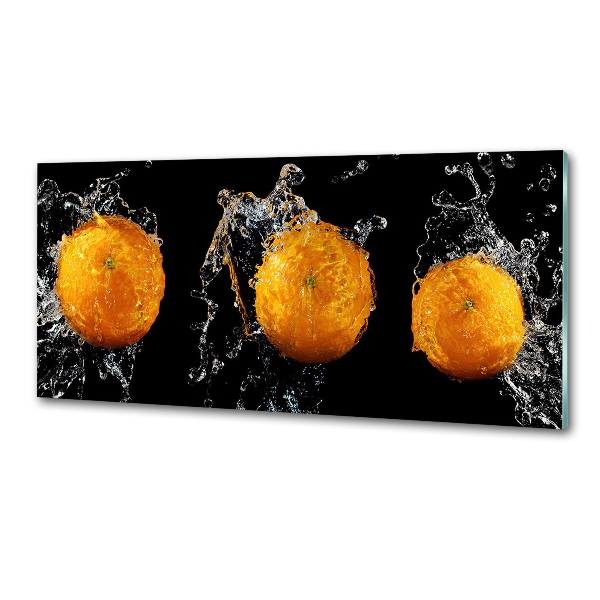 Glass splashback Oranges and water